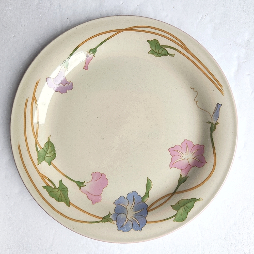 Set of 4 Vintage Sango Primavera Morning Glory Stoneware Salad Dessert P…